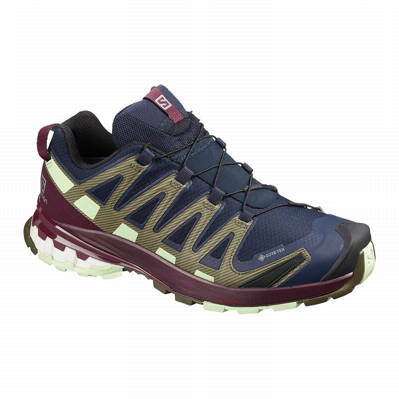 Salomon XA PRO 3D V8 GORE-TEX Zapatillas Trail Running Mujer - Azul Marino / Burdeos - Colombia (425